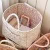 Boho Fabric Laundry Basket Floral Print Quilted Storage Basket Portable Folding Basket Bag with Handles for Home Clothes And Sundries