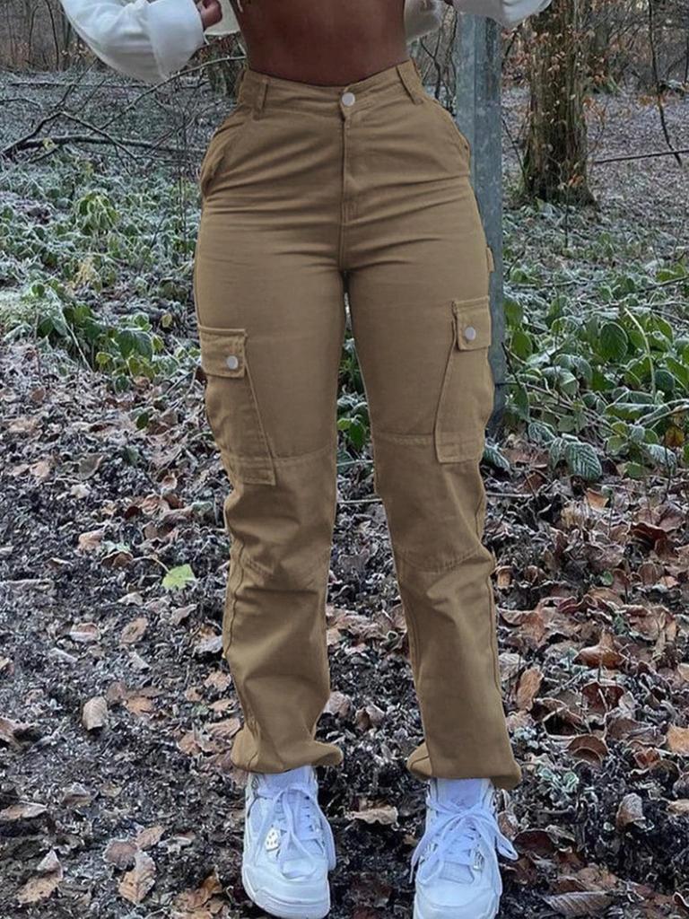 European and American Retro Women's Casual Multi-Pocket Straight Leg Trousers - Spring/Summer Collection 8069