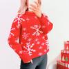 Women's Fashionable Long Sleeved Christmas Pullover Round Neck Casual Sweater Top