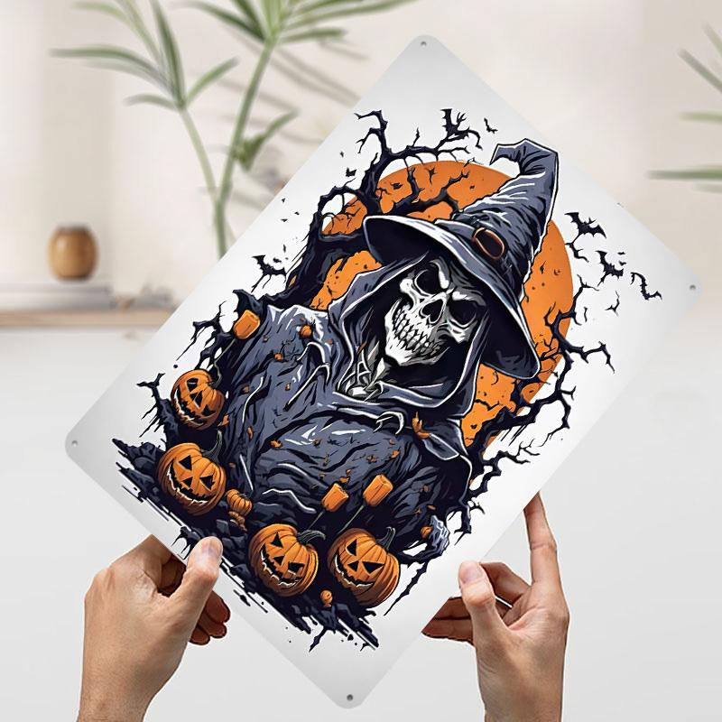 

Halloween Pumpkin Metal Poster Customized Wall Art Retro Vintage Tinplate Signs for Office Decor Bedroom Decoration Room Home At 7.9x11.8In(20x30cm)