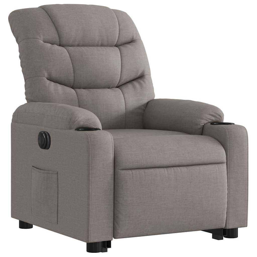 Electric Recliner Chair with Rising Function Taupe Fabric
