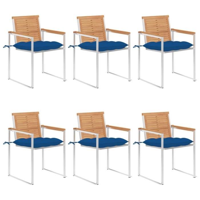 Garden Chairs, 6 Pcs, with Cushions vidaXL Solid Teak Wood.