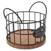 Round Iron Wire Coffee Pod Basket Wooden Base Large Capacity Coffee Capsule Holder Metal Wire Black Coffee Pods Storage Basket