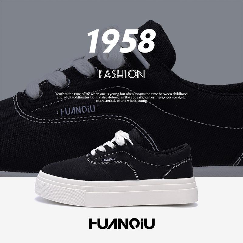 Global classic platform canvas shoes 2025 spring men's sports trend white shoes versatile and popular low-top board shoes