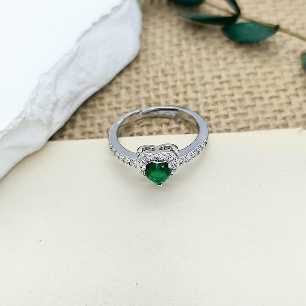 Ring Color Love Zircon Diamond Ring Women's Premium Sense Opening Adjustable Heart Shape Fashion Versatile Non-Fading Accessories