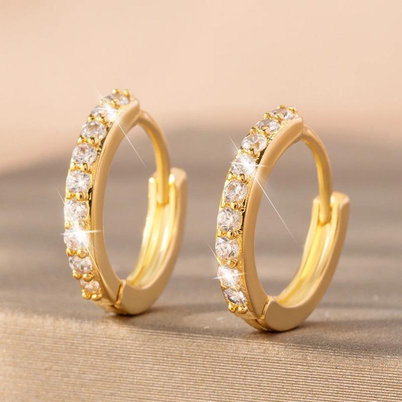 925 Sterling Silver Round Zircon Hoop Earrings For Women Simple Geometric Circle Earrings Party Wedding Jewelry Gifts