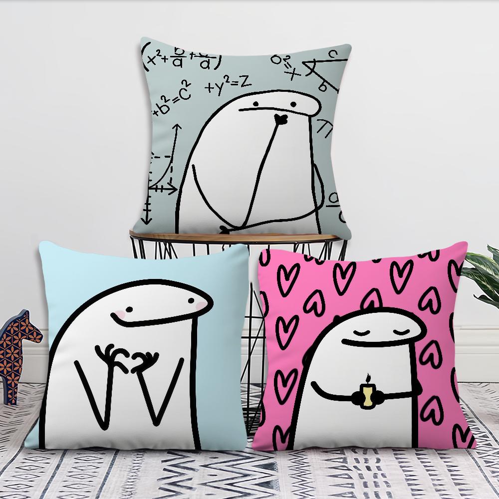 cute funny cartoon f-Flork of Cows meme cushion cover soft Pillow Case for Sofa Living Room Home office Decor Protective Covers
