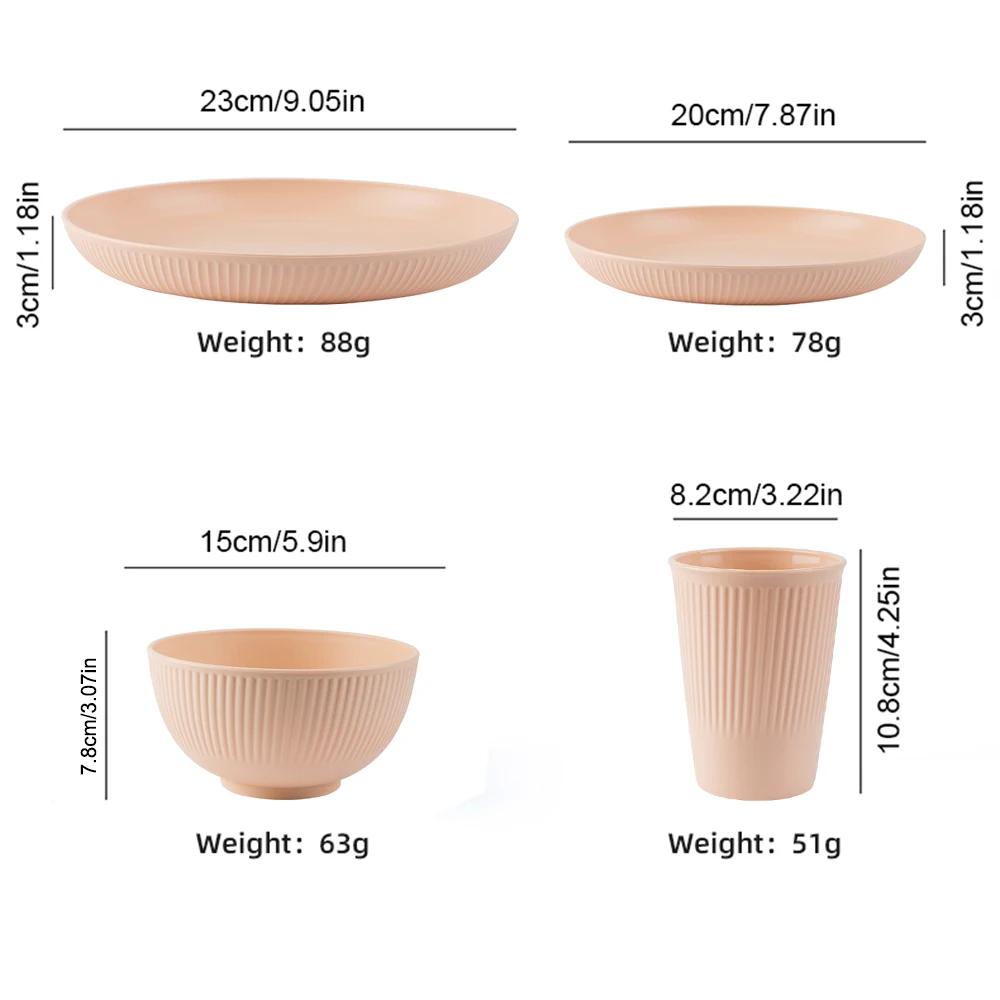 16Pcs Wheat Straw Dinnerware Set Eco Friendly Tableware Unbreakable Kitchen Cutlery Dishes Eating Cutlery Camping Service for 4