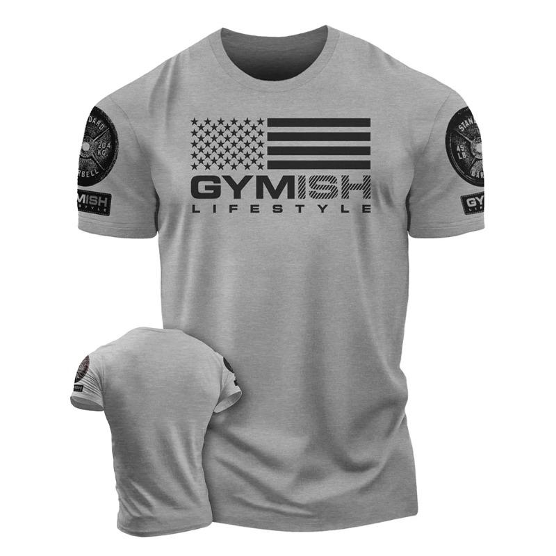 Round Neck 3D Minimally Printed Casual Fitness Sports Short Sleeved Men's T-shirts - Soft Medium Stretch Polyester Fabric Summer Relaxed Fit Clothing