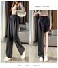 Women's High-Waisted Wide-Leg Drapey Trousers - Plus Size, Korean Style, Slimming, Floor-Length, Suited for Spring and Autumn.