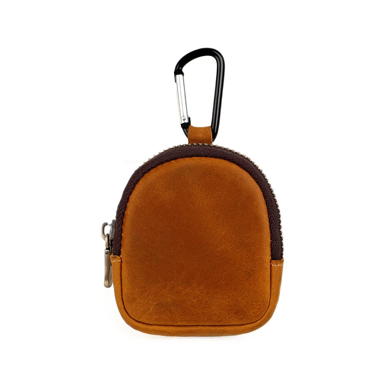 

Винтажный кошелек для монет из кожи Crazy Horse, маленький держатель для монет и ключей, кармашки на молнии, сумки для хранения Bluetooth-наушников коричневый