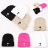 Cool Hat Exquisite Cross Embroidery Unisex Warm No Brim Knitted Hatsbeanie