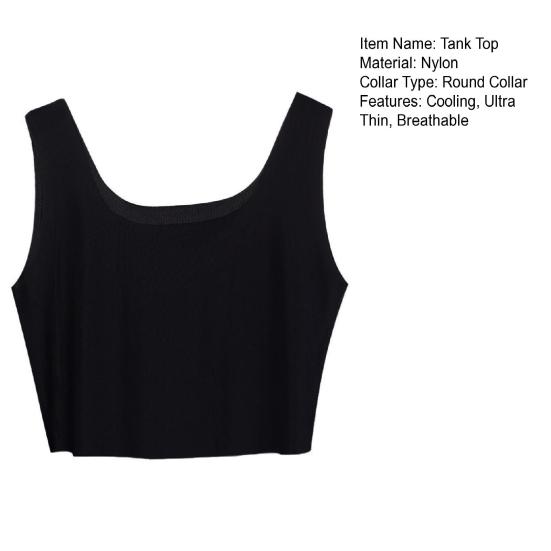 Women's Silky Tank Tops Elastic Cooling Sleeveless Camisoles Basic Shirt Ultra-Thin Seamless Cami Crop Top