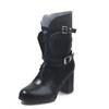 2021 Autumn/Winter Plus Size Chunky Heel Lace-up Women's Leather Boots