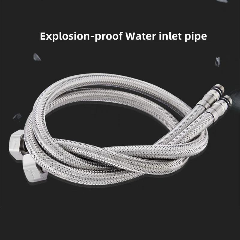 2pcs Stainless Steel Flexible Water Supply Hose G 1/2 Cold Faucet Plumbing Pipe For Bathroom Kitchen Sink