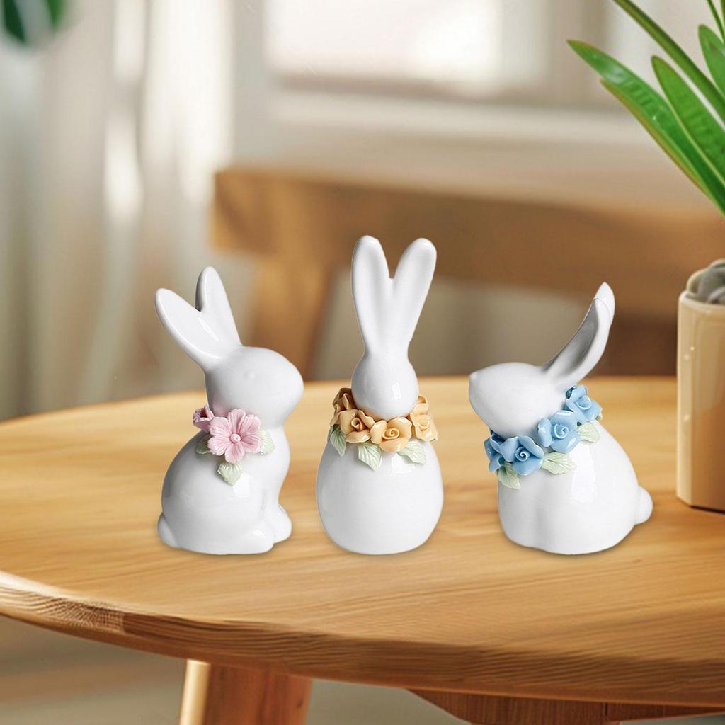 Rabbit Statue, Collection, Cute, Sculpture, Bunny Figurine Desktop Decoration for Table Living Room Indoor Home Decor