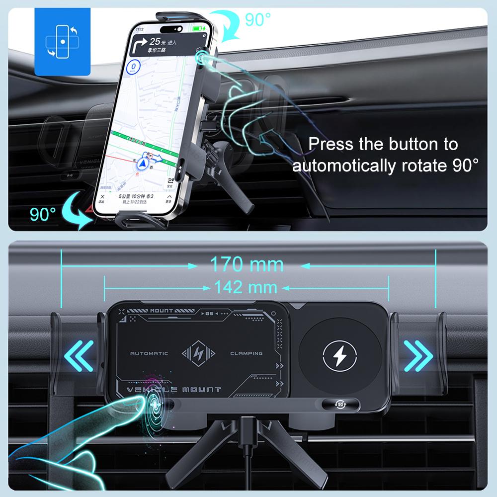 Wireless Charger For Samsung Dual Coil Fold Screen Car Wireless Charger For Samsung Galaxy Z Fold Flip 6 5 4 3 Charging Station