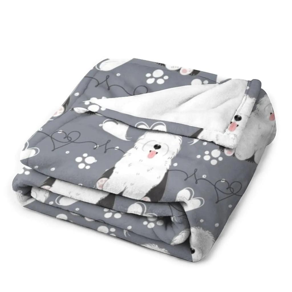 LOVE Old English Sheepdog - Black and White 1 Throw Blanket Designer Blankets Blanket For Decorative Sofa