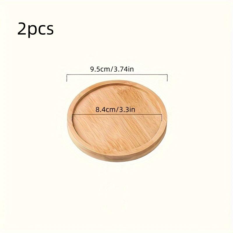 2Pcs/Wooden Tray Round Wooden Tray Japanese-Style Oval Beech Wood Small Wooden Plate Milk Snack Tray Presentation Tray