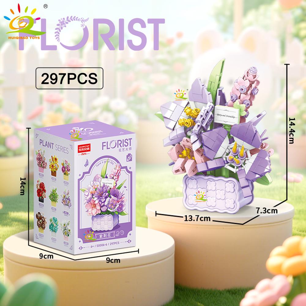 MOC Mini Flower with Vase Model Micro Building Block Eternal Bouquet Home Desk Desk Plant Decor Brick Girl Children Toy