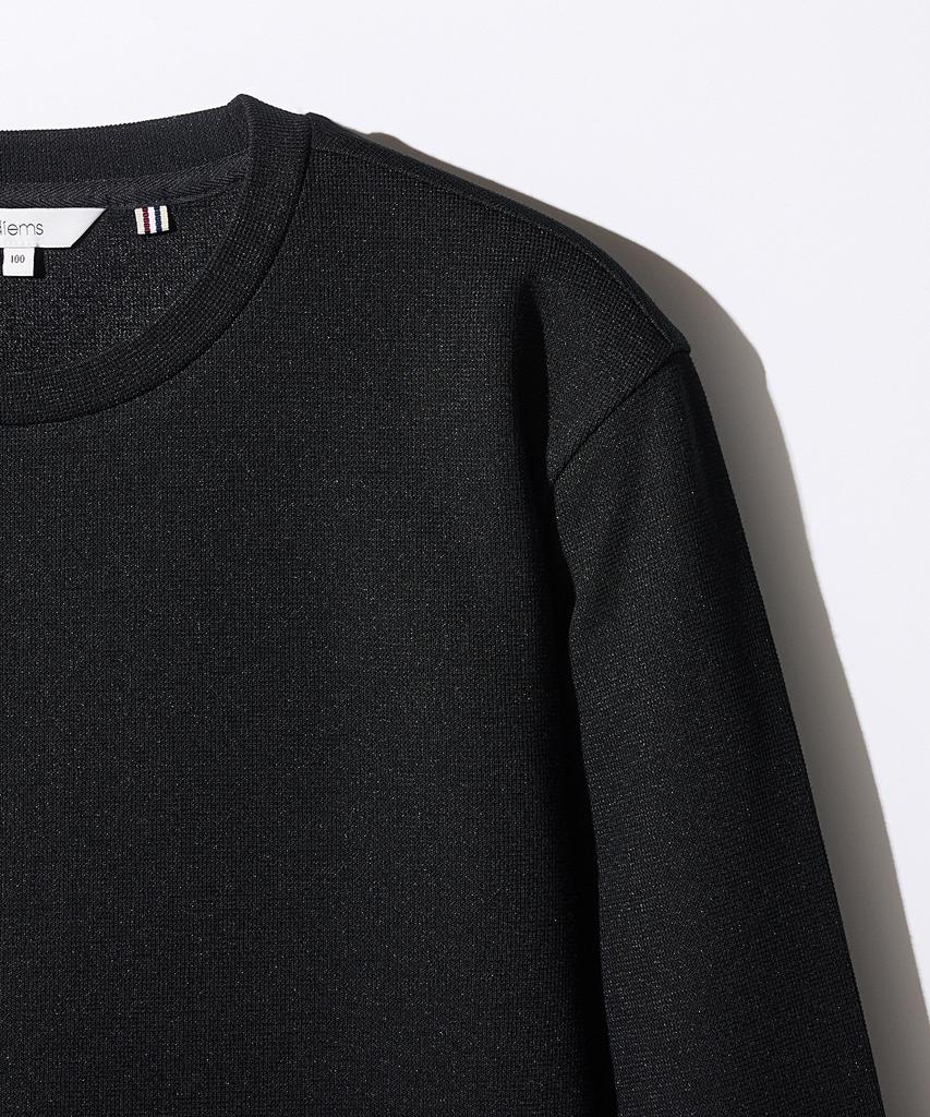 Stico Diems Ripple Knit Round T-Shirt Black (Classic Fit)_Dtswz05Csb