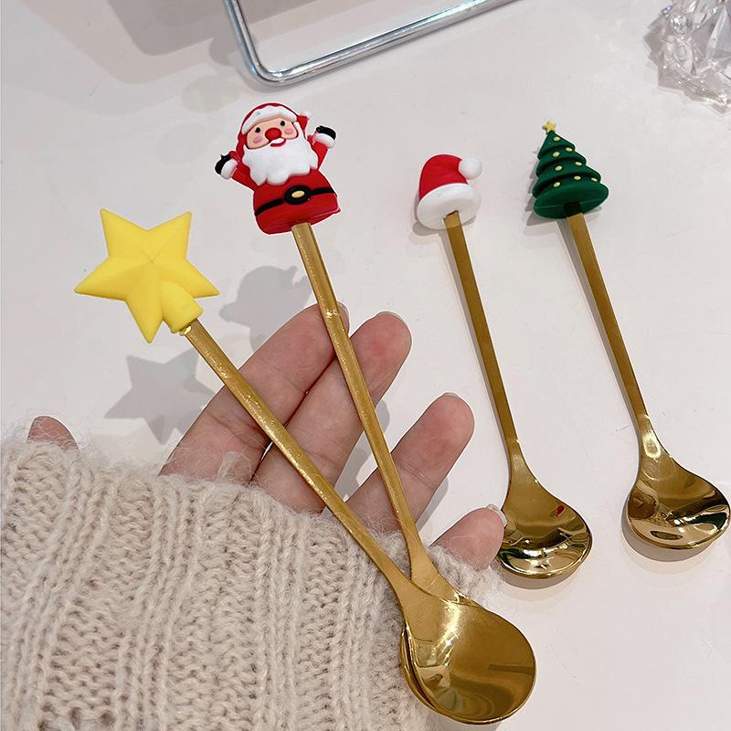Christmas Cartoon Snowman Spoon & Fork Set - Cute Dessert Cutlery Gift