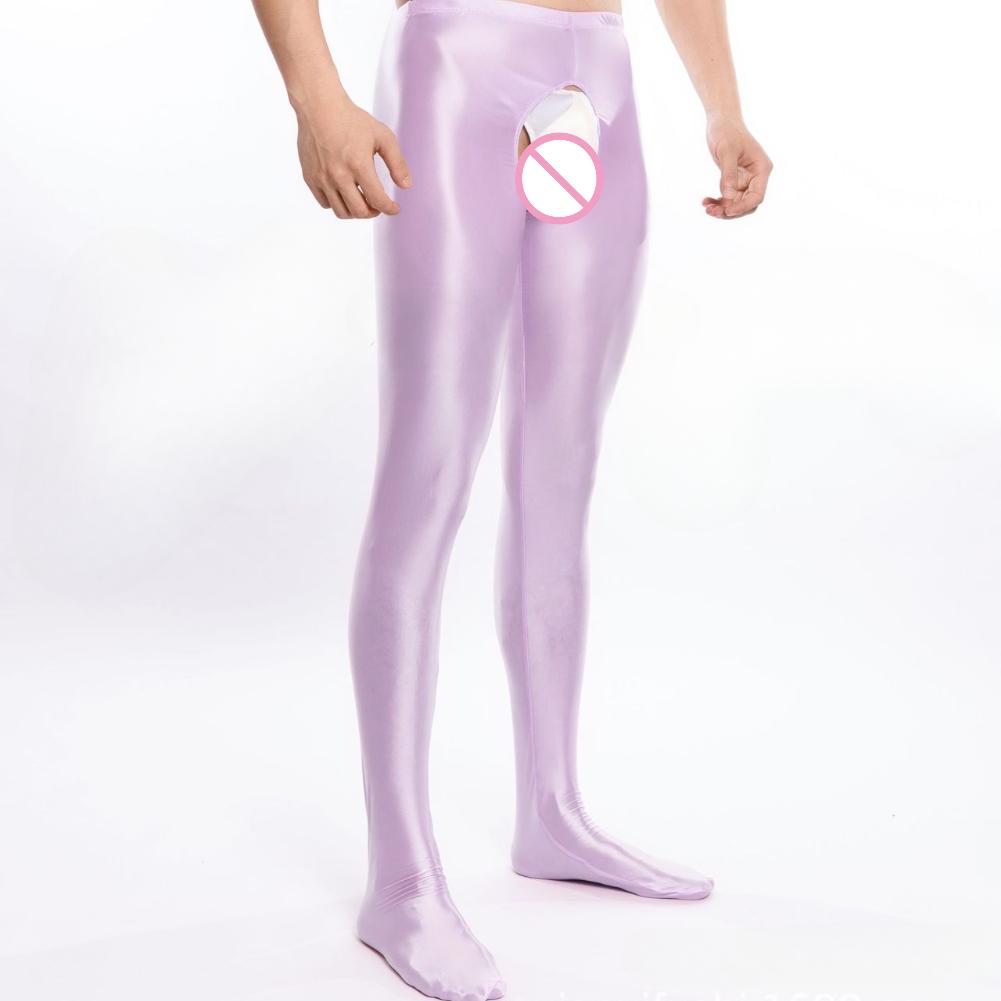 Herrenöl Glänzend Glatt Ganzkörperstrumpf Schrittloser Strumpfhose Leggings Strümpfe Elastischer Unterteil Hosen Nachtwäsche Club Sex Kleidung Verführen