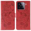 For Xiaomi 15 Case Wallet Stand Imprinted Rose Butterfly PU Leather Phone Cover