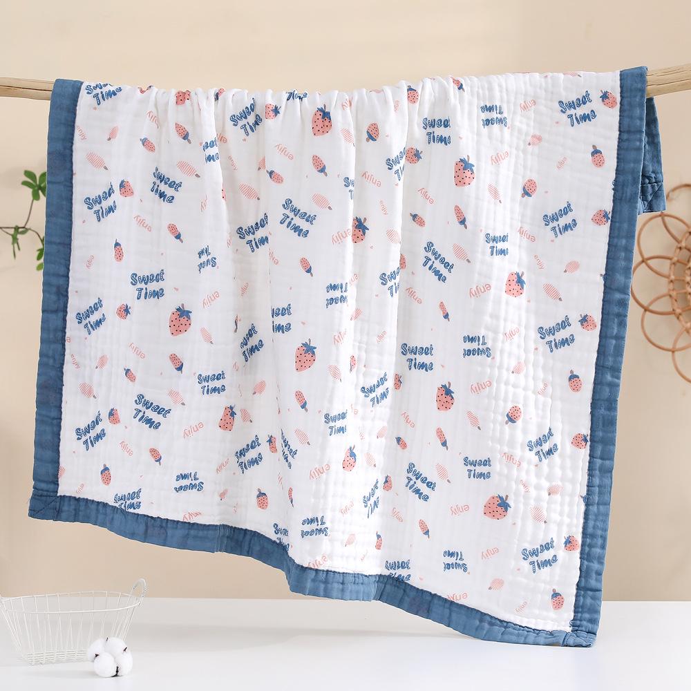 Pătură personalizabilă cu șase straturi din bumbac seersucker pentru copii și prosop pentru bebeluș - Moale, absorbant și pătură cu margine lată