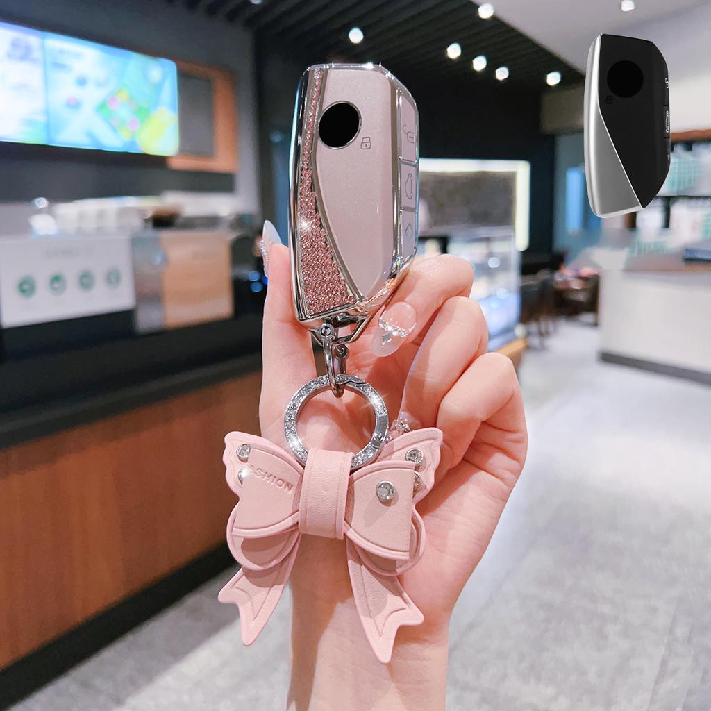 Side Diamond Pink TPU for BMW 740i 760i 5 Series G60 X1 X2 X5 X6 X7 IX1 IX2 IX I5 I7 G05 2023 Remote Car Key Case Cover Fob Bag