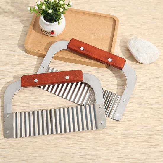 Potato Slicer Crinkle Cutter Stainless Steel Crinkle Chip Cutter Wavy Blade Potato Slicer French Fries