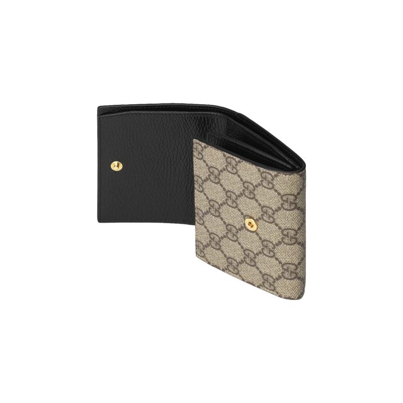 Gucci GG Marmont Presbyopia Logo Short Flap Canvas and Leather Wallet Women's Ebony/Black