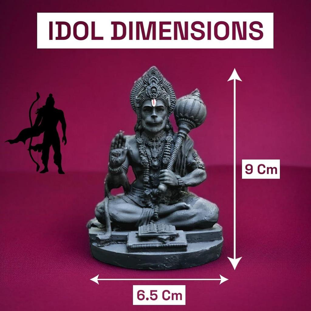 Resin Hanuman Ji Idol for Car Dashboard, Home & Office Desk - Bajrang Bali Murti for Protection from Negative Energy, Good Luck