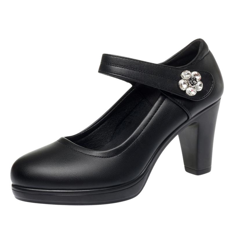 Cheongsam shoes model catwalk high heels thick heel women's shoes waterproof table women's single shoes black work shoes