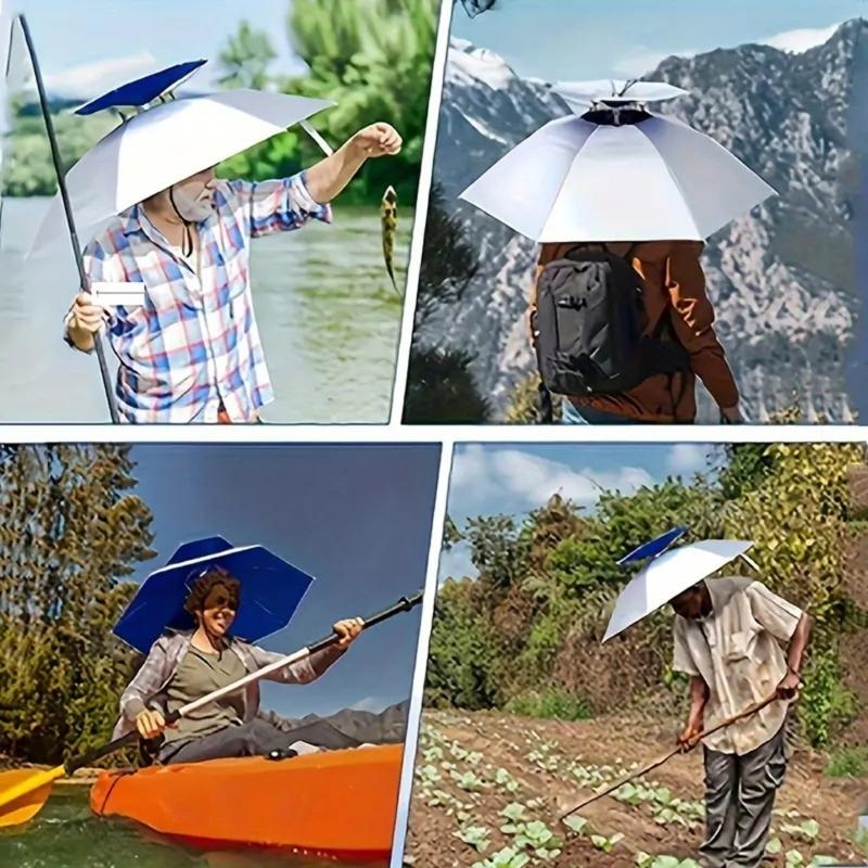 Portable Sun Cover Hat Parasol Double Layer Headwear for Outdoor Fishing Gardening Camping Hiking and Daily Walking