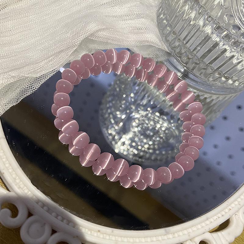 

Popular pink opal beaded bracelet, sweet girl girlfriend bracelet, fashionable niche versatile design jewelry