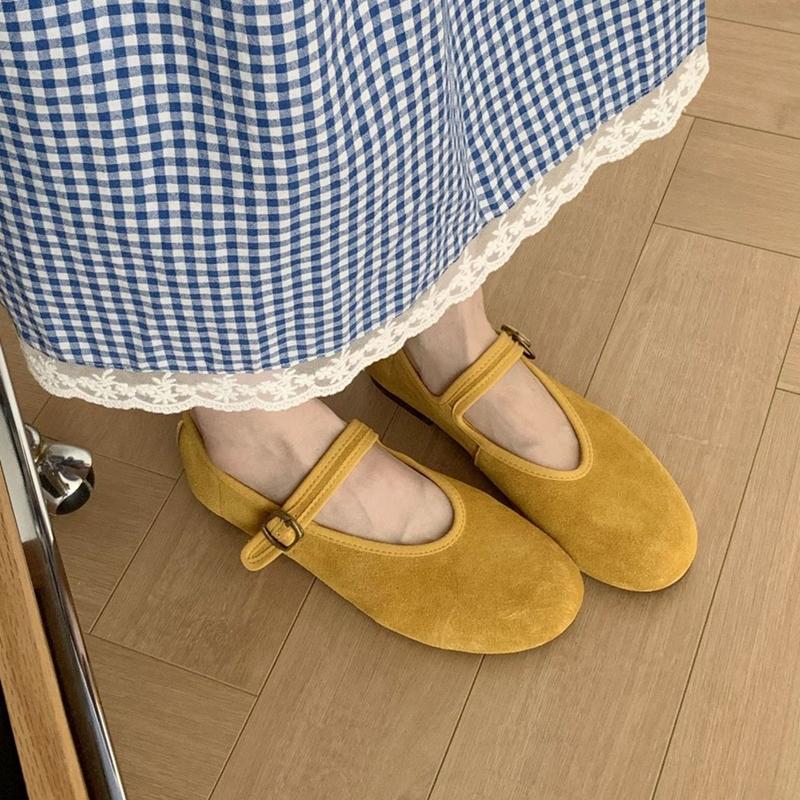 Fashion 2025 new women's flat shoes Single-strap shallow-mouth Mary Jane shoes for women Large-size ballet comfortable female shoes