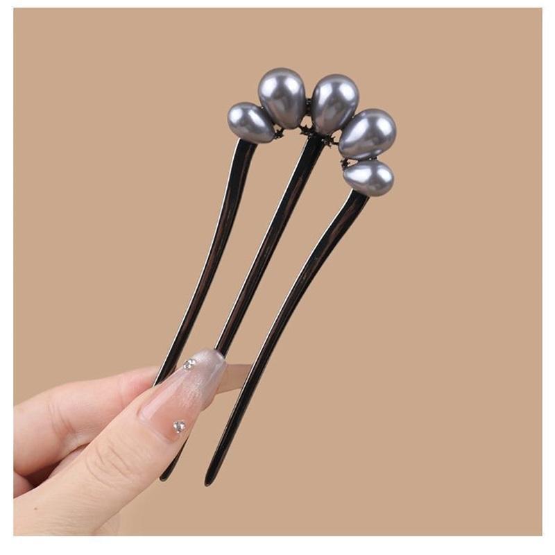 Chinese Style Beaded Three Teeth Hair Comb Elegant Retro Hairpin Daily Hanfu Cheongsam Hair Accessories