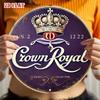 Vintage Royal Crown Whiskey Metal Sign Wall Art 7.87 Inch Round Home Bar Decor