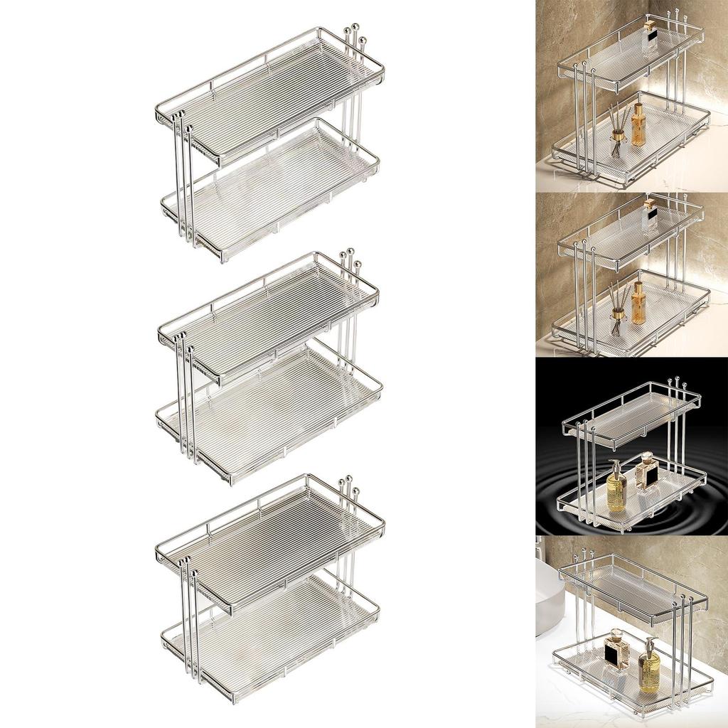 2 Layer Bathroom Countertop Organizer Multifunctional Rack ,Durable Desktop Cosmetic Storage Shelf