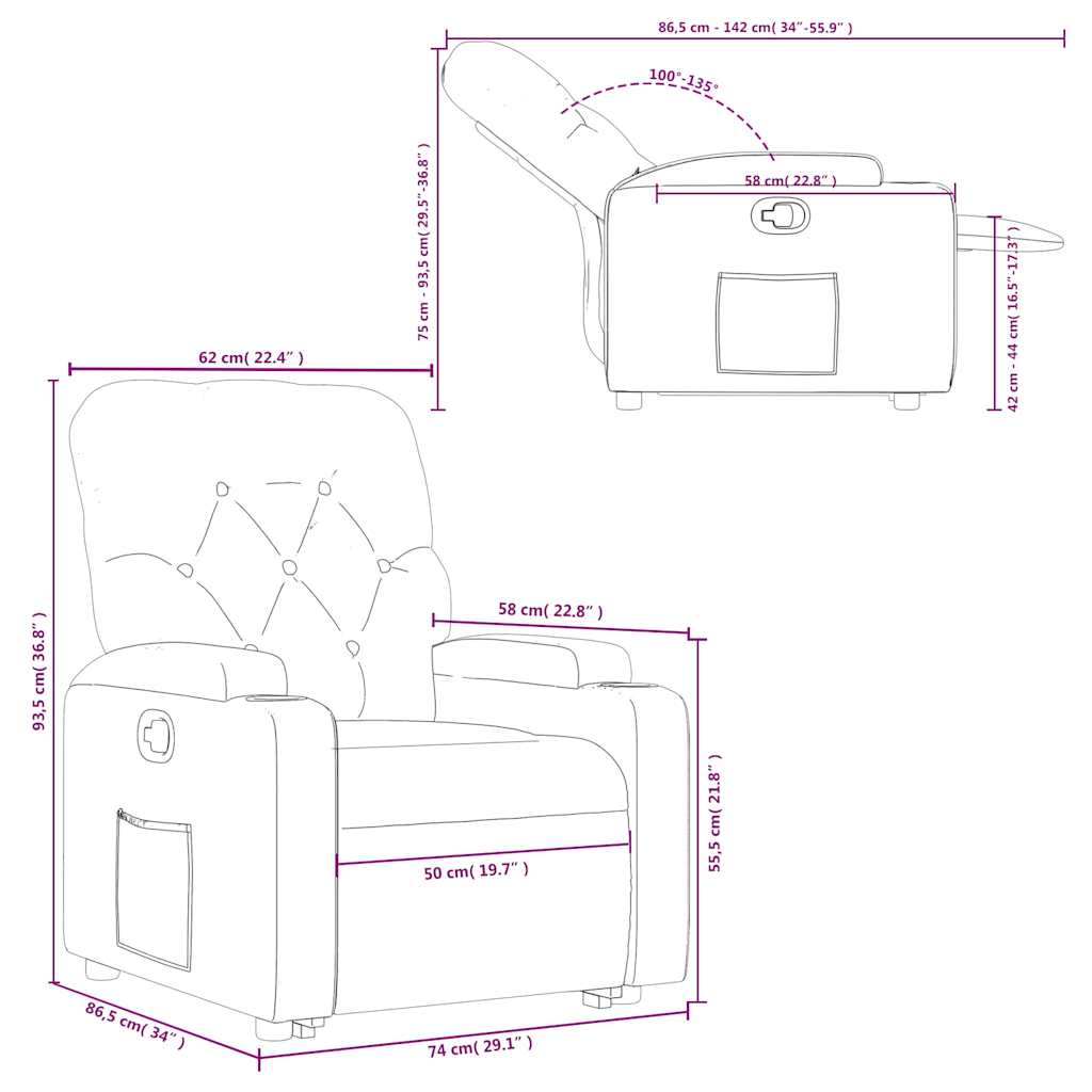 Recliner Chair with Rising Function Dark Green Fabric
