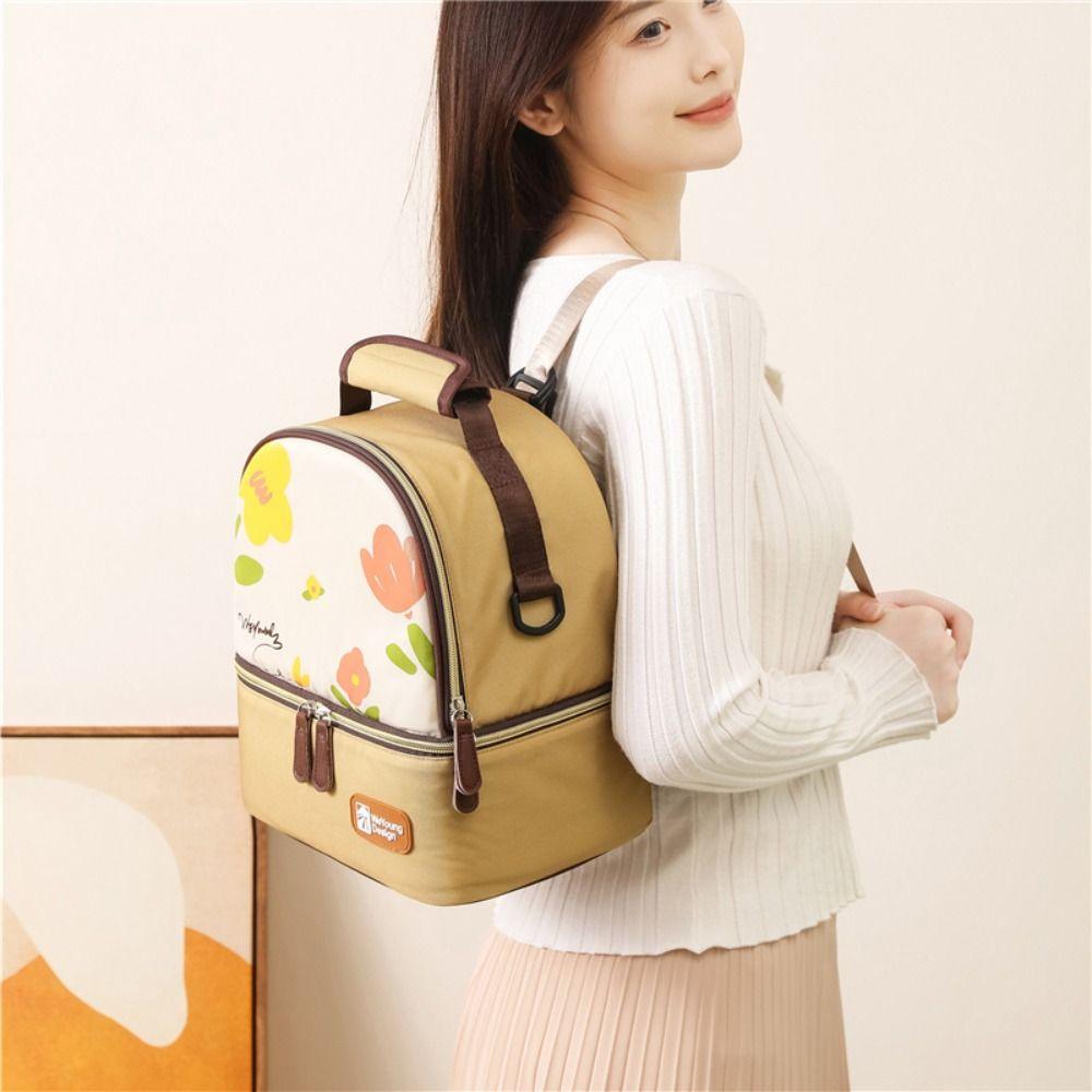 Double Layer Maternity Backpack Multifunctional Mommy Bag Tote Pouch Insulated Storage Bag  Travel