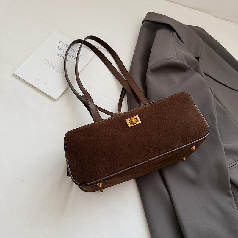 

2026 Winter Latest Trends Fashi Shoulder Bags For Women PU Suede Large Capacity Satchels Bag Commute Luxury Designer Handbags 32x13x13cm кавовий
