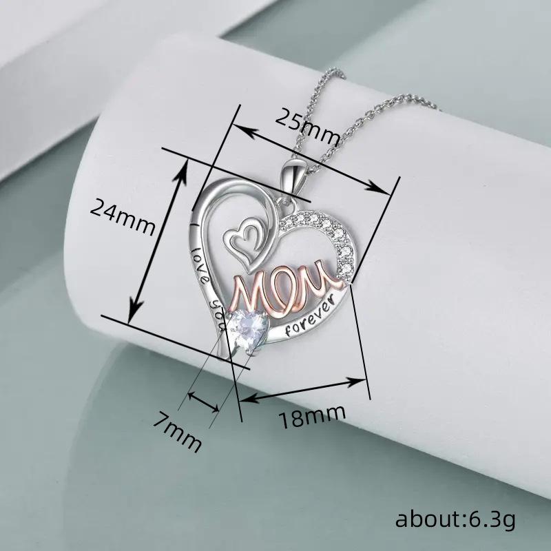 Ladies' Mother Pendant Necklace, Inlaid with Zircon Design, "Forever Love You" Jewelry, Mother's Day Gift, Daily Wearing Necklace