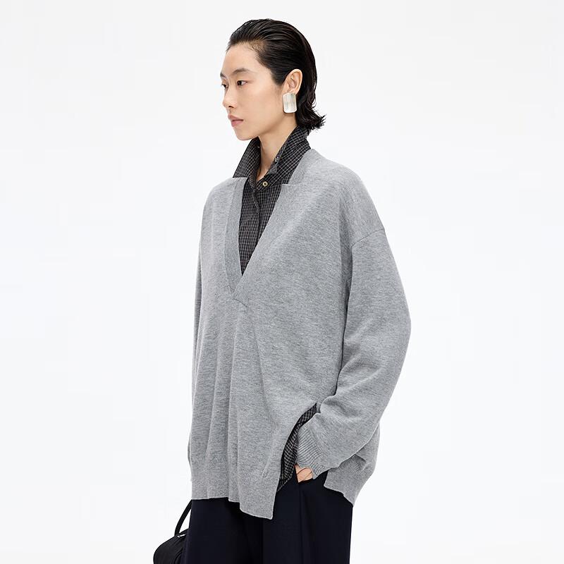 JNBY 2025 Winter V-Neck Wool Knit Pullover Sweater