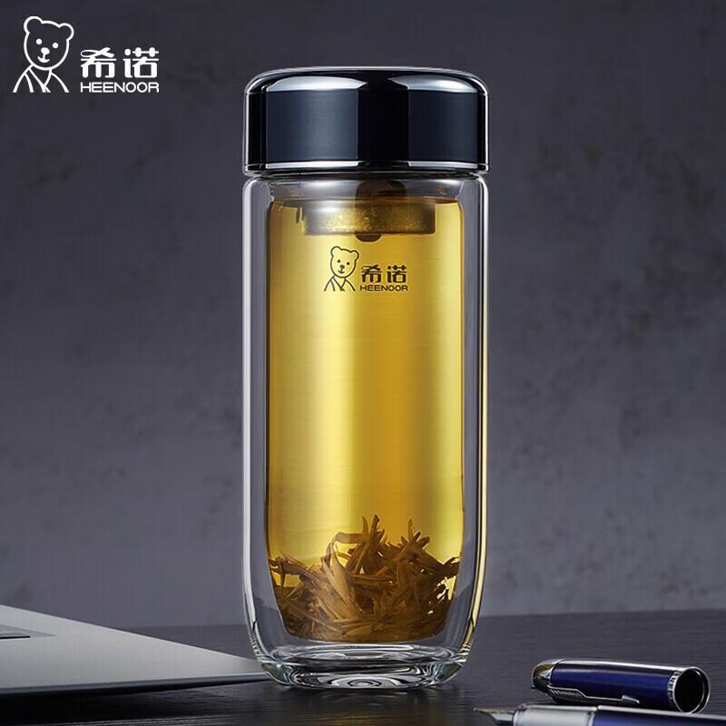 HEENOOR Double-Layer Antibacterial Glass Tea Mug