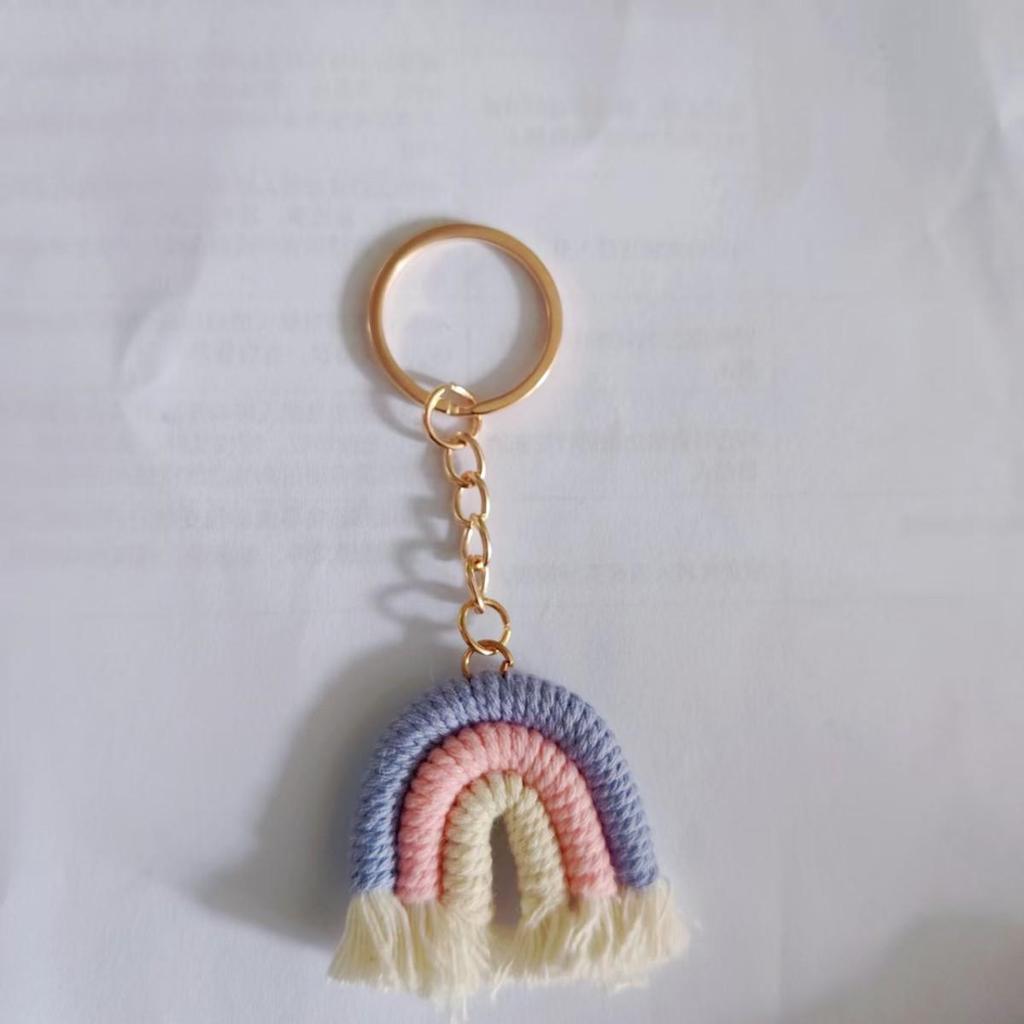 Handmade Cotton Rainbow Tassel Keychain Charm