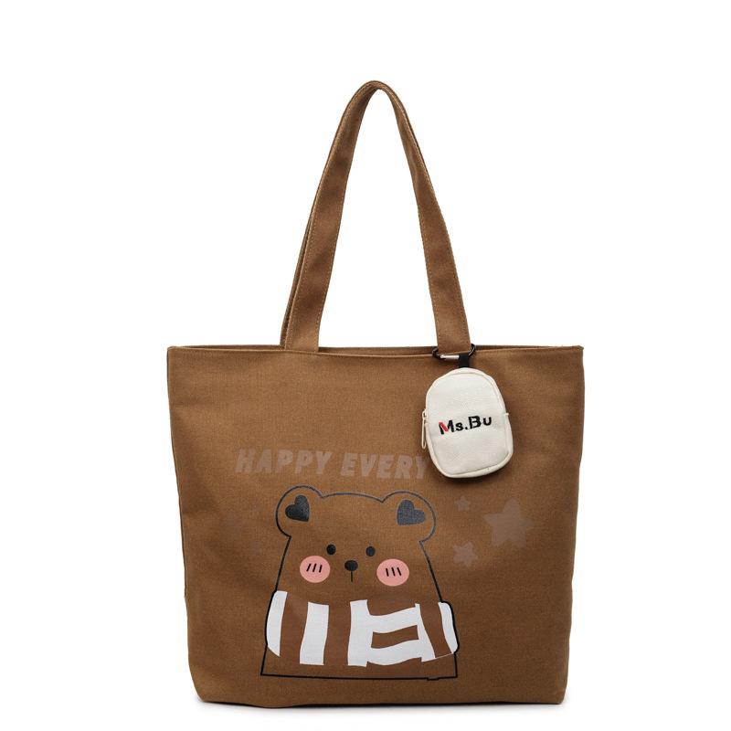 Commuter large-capacity Japanese cartoon shoulder tote bag 2025 autumn new student class canvas tote bag