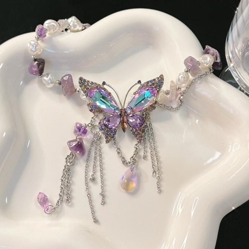 Artistics Butterfly Irregular Bead Necklace Alloy Jewelry For Casual Outfits And Formal Event