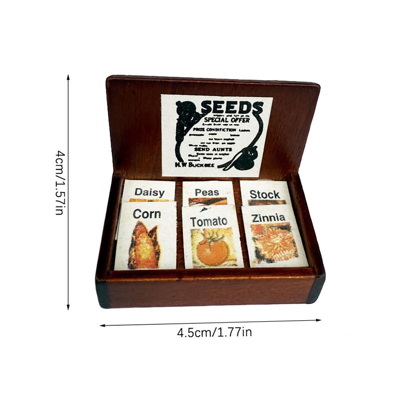 

Quality 1/12 Dollhouse Miniature Seed Selling Box, Wooden Display for Farm Scene Pretend Play